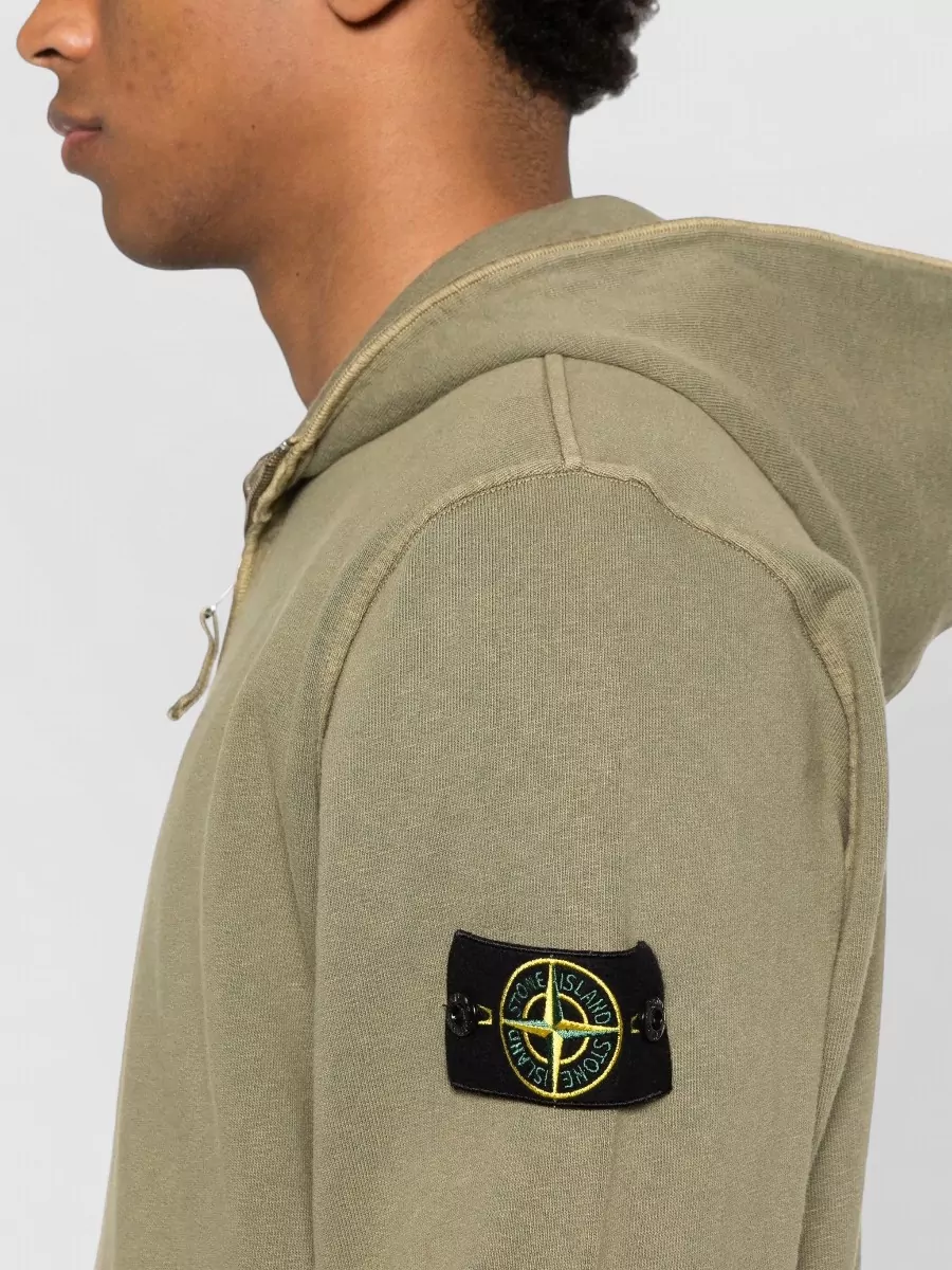 Stone Island Cotton Hooded Zip Sweatshirt