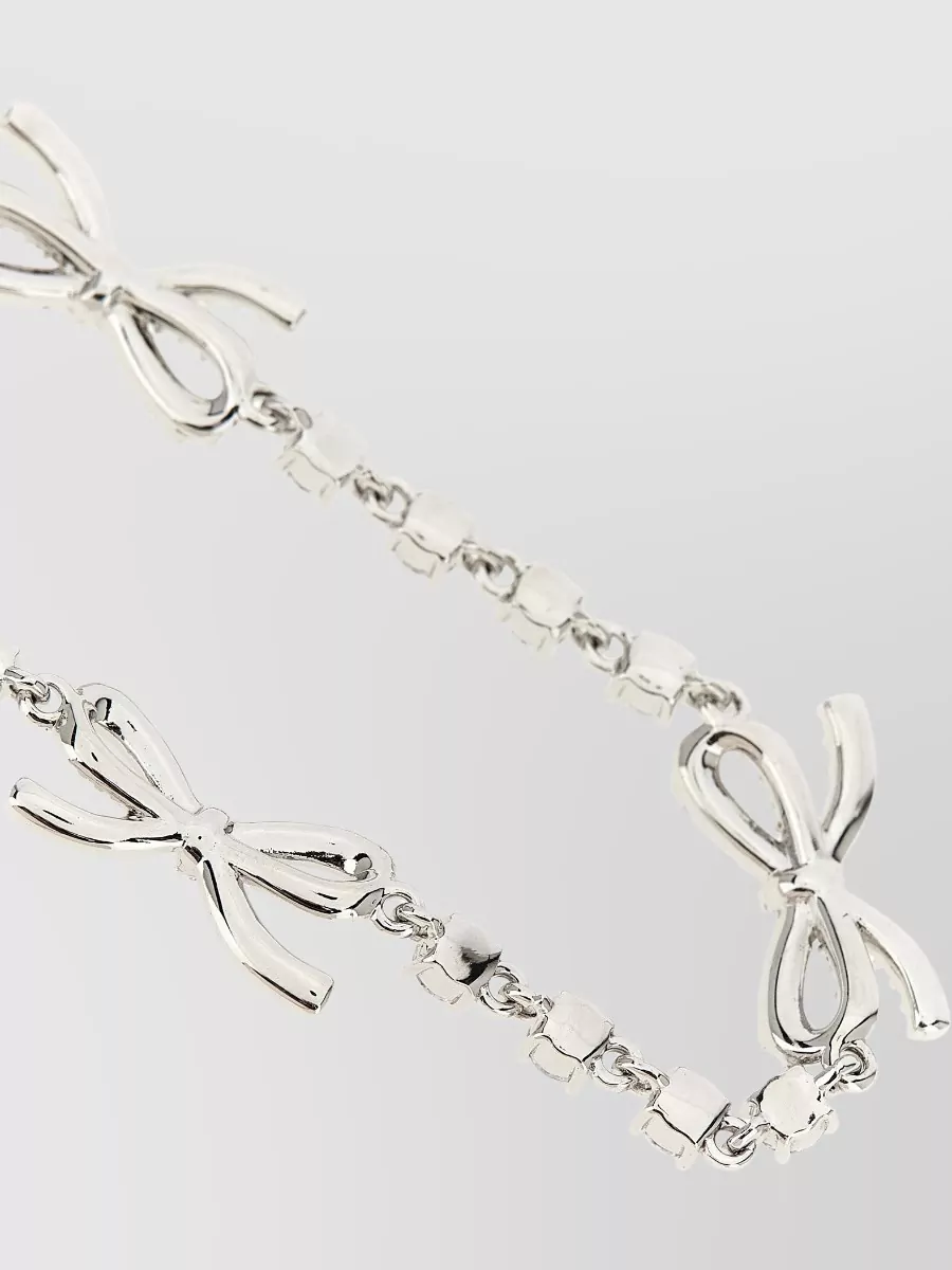 Self-Portrait Crystal Bow Charm Necklace Adjustable Chain