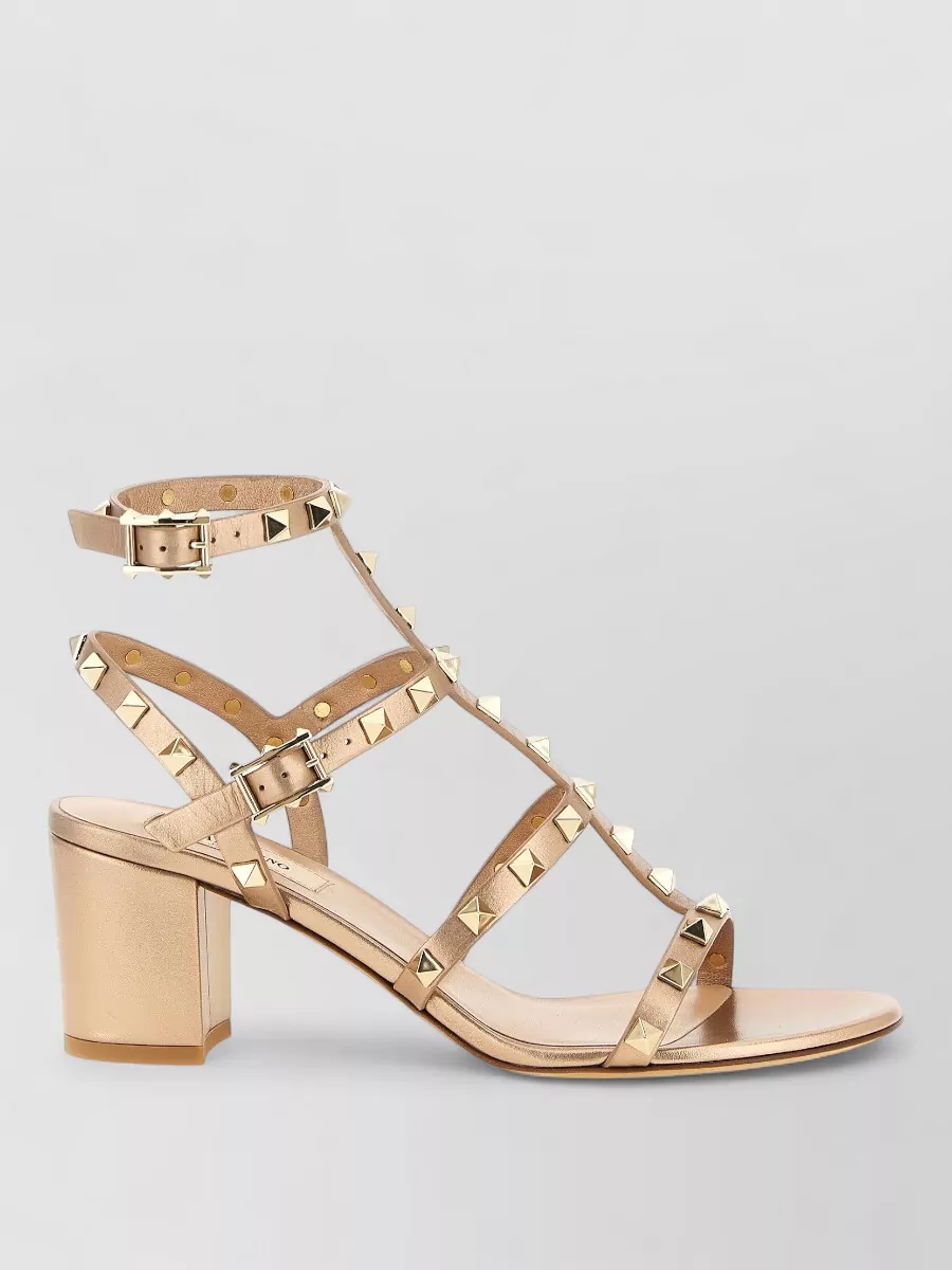 Valentino Garavani Rockstud Ankle Strap Block Heel Sandals
