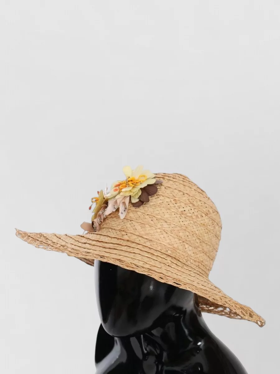 Dolce&Gabbana Floral-Embellished Raffia Sun Hat