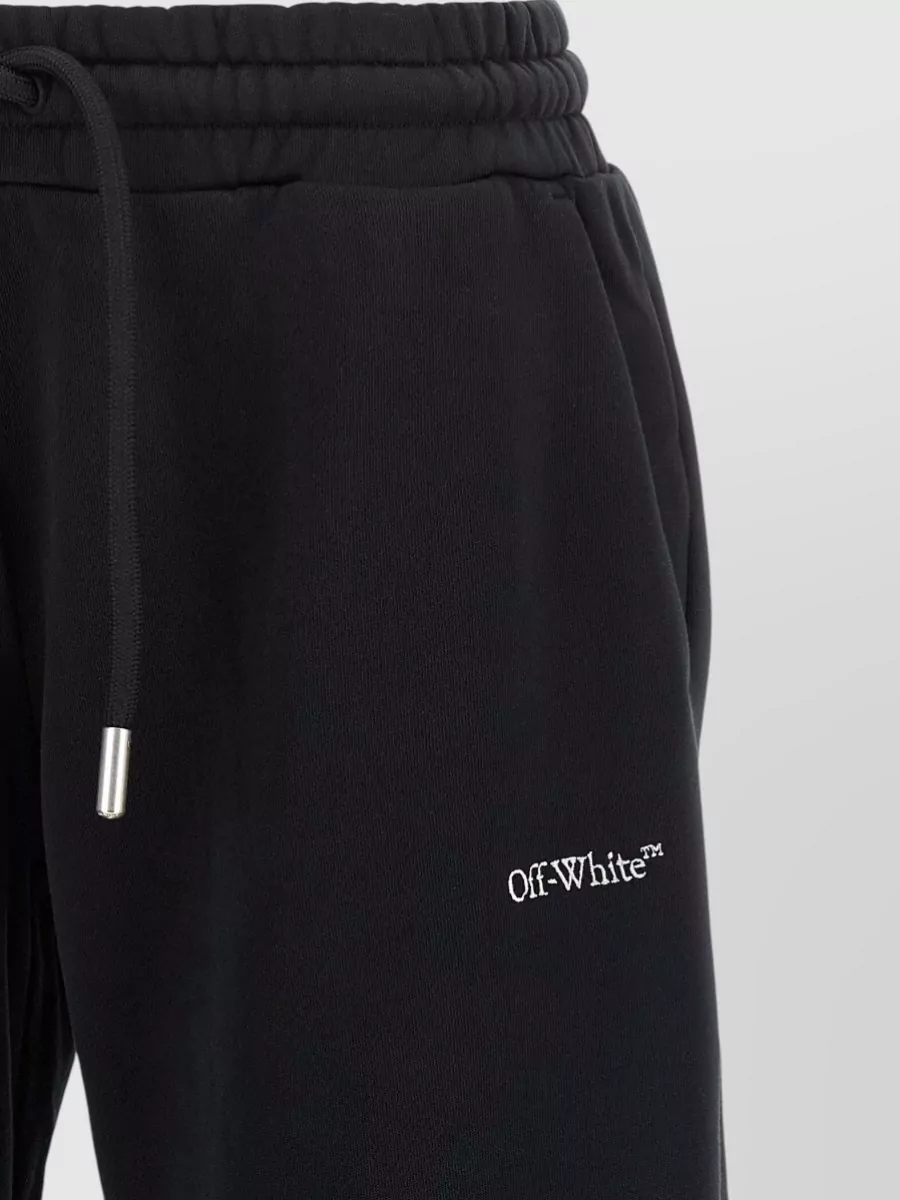 Off-White Cotton Flared Wide-Leg Joggers