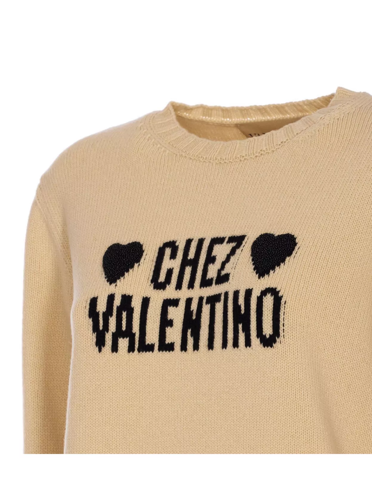 Valentino Graphic Print Long Sleeve Crew Neck Knitwear In Brown