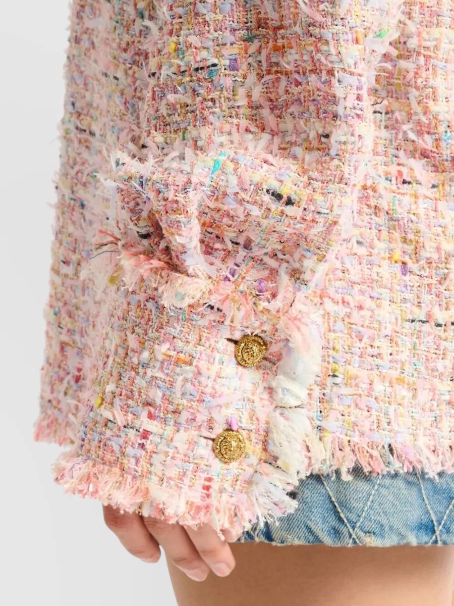 Balmain Tweed Long-Sleeve Shirt Jacket