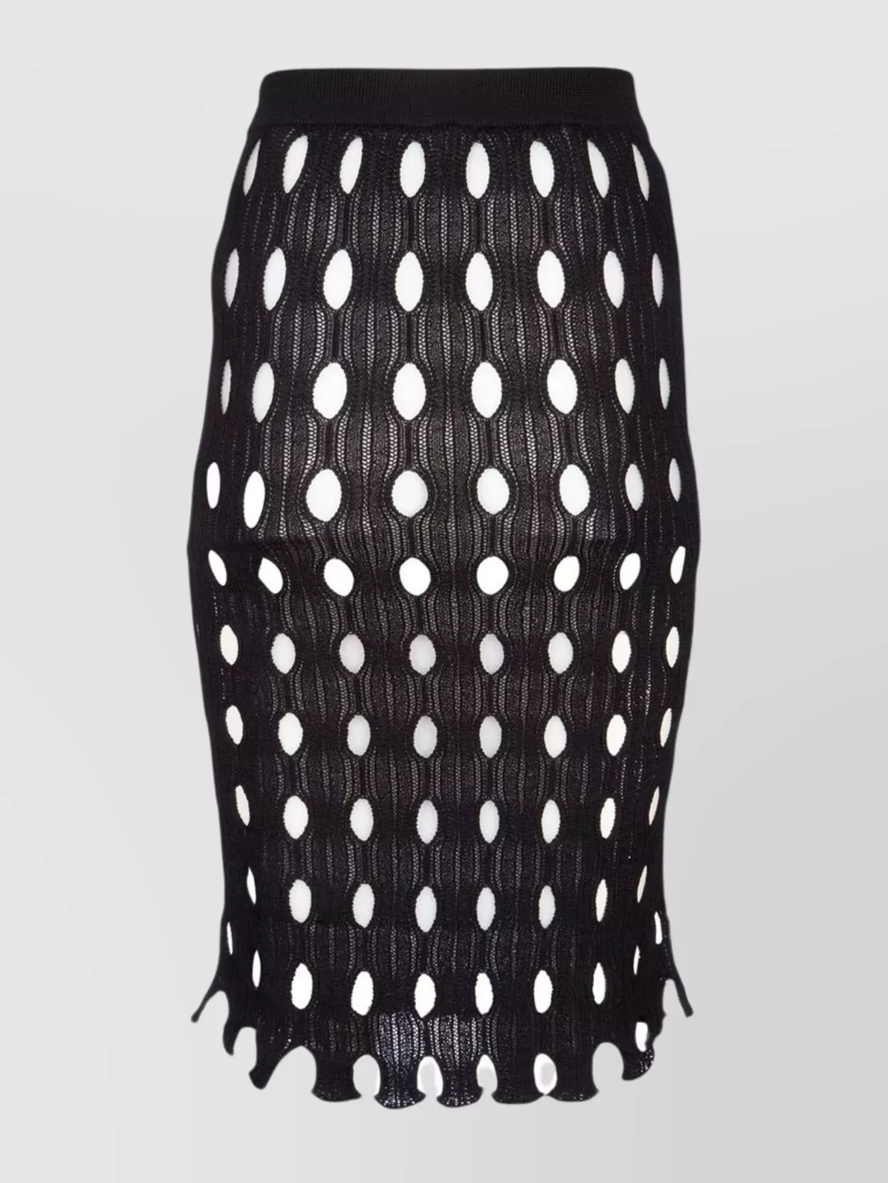 Pinko Cut-out Waistband Skirt Scalloped Hem In Black