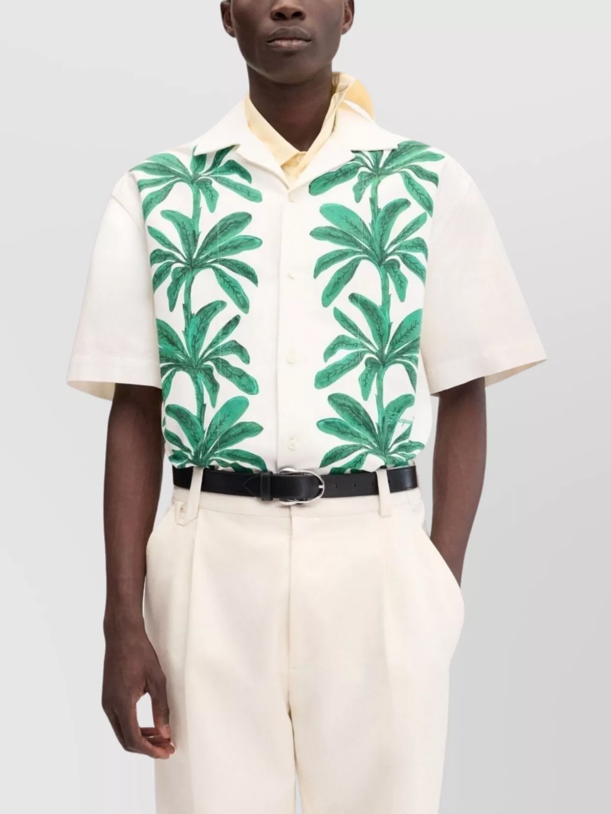 Jacquemus Casual Palm Tree Print Camp Collar Shirt