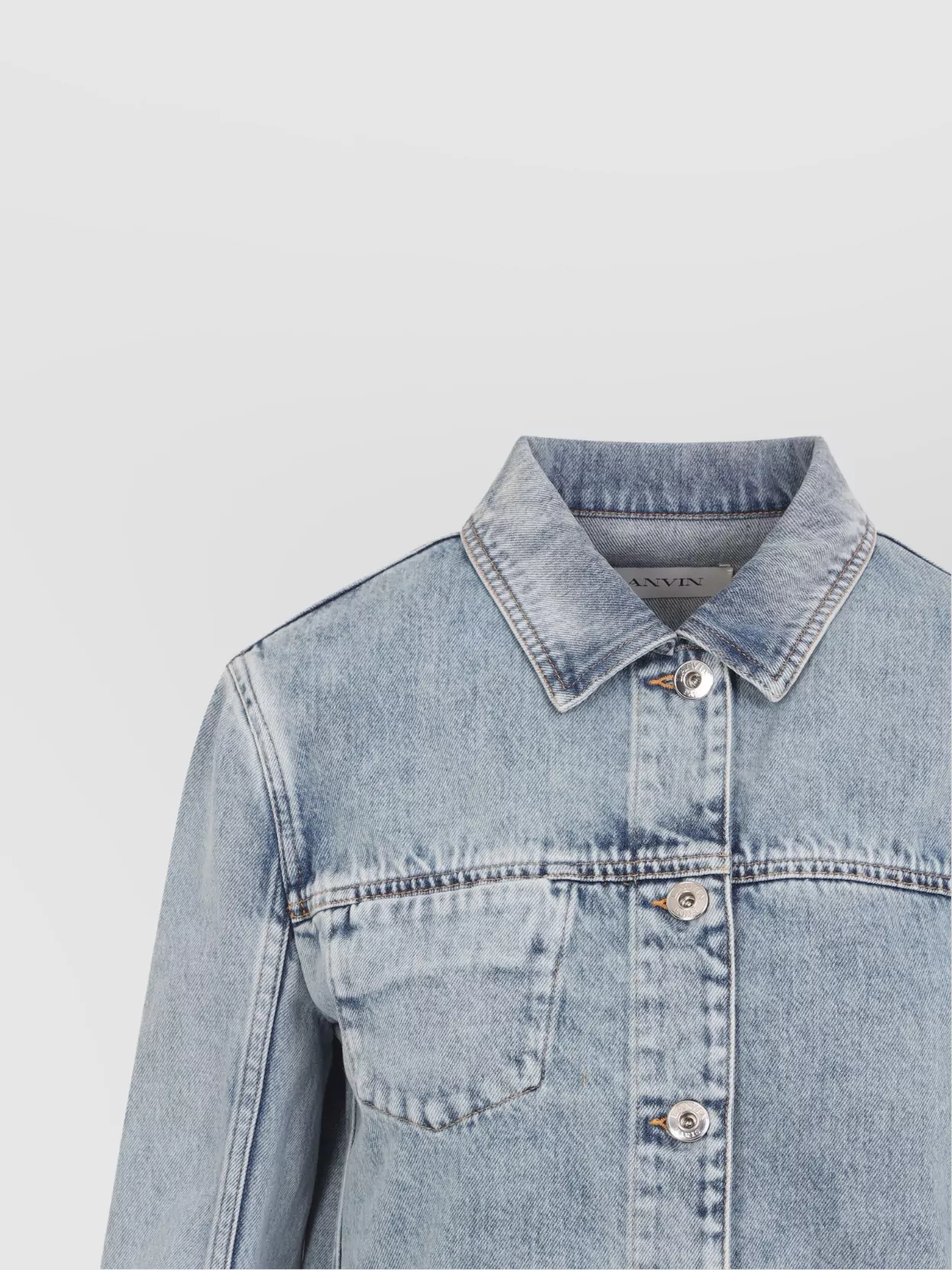 Lanvin Denim Cropped Jacket Patch Pocket