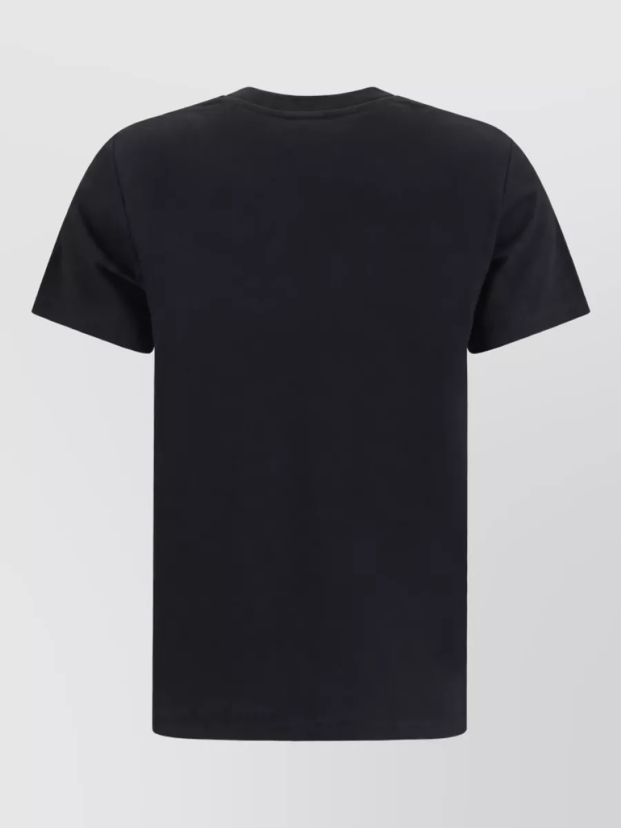 Balmain Ribbed Crew Neck Embroidered Cotton T-Shirt