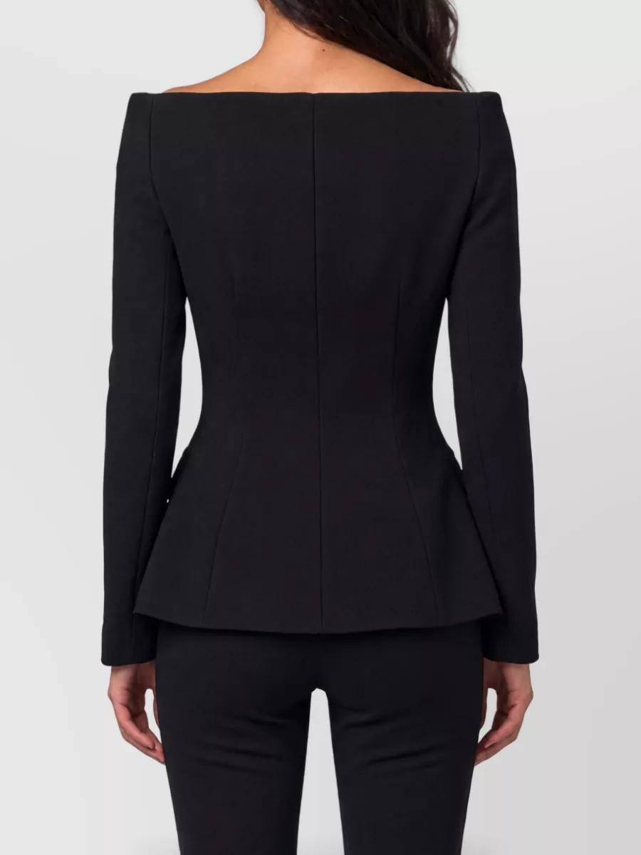 Self-Portrait Wool Off-Shoulder Slim-Fit Suit Jacket