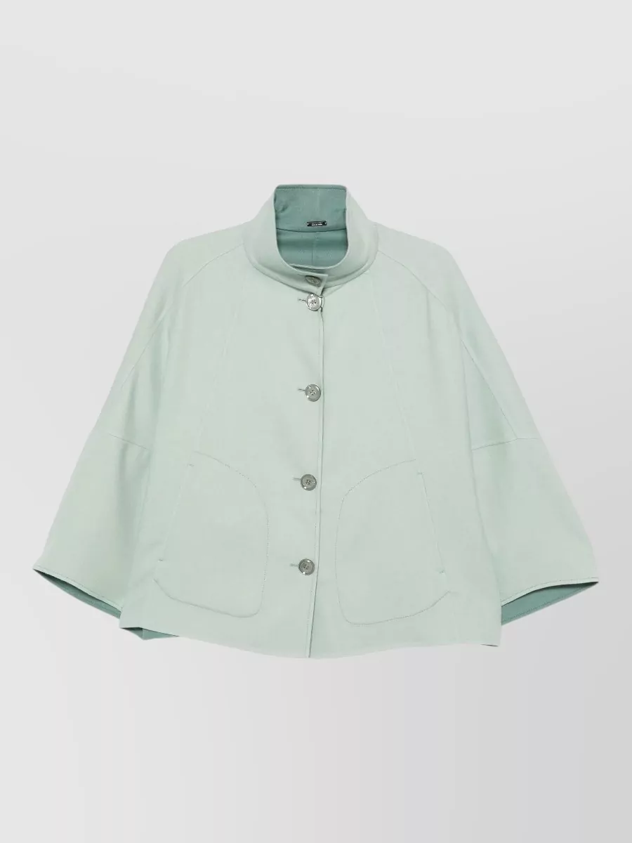 Moorer Omnia Coat High Collar Front Pockets In Green