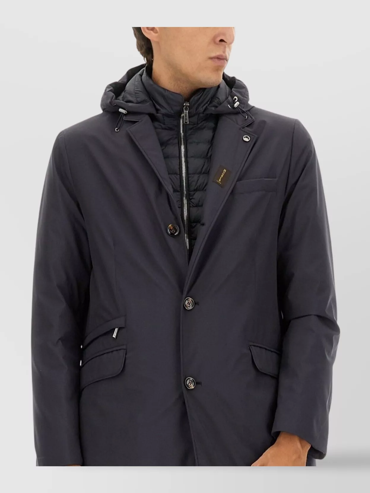 Moorer Hooded Single Breasted Long Sleeve Coat