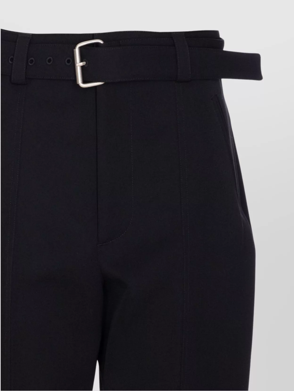 Bottega Veneta Tailored Trousers With Belt And Zip Detail In Black