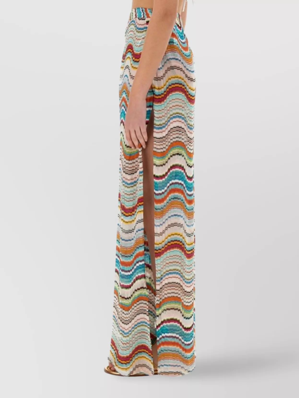 Missoni Knit Cover-Up Pants Lamé Wave Pattern