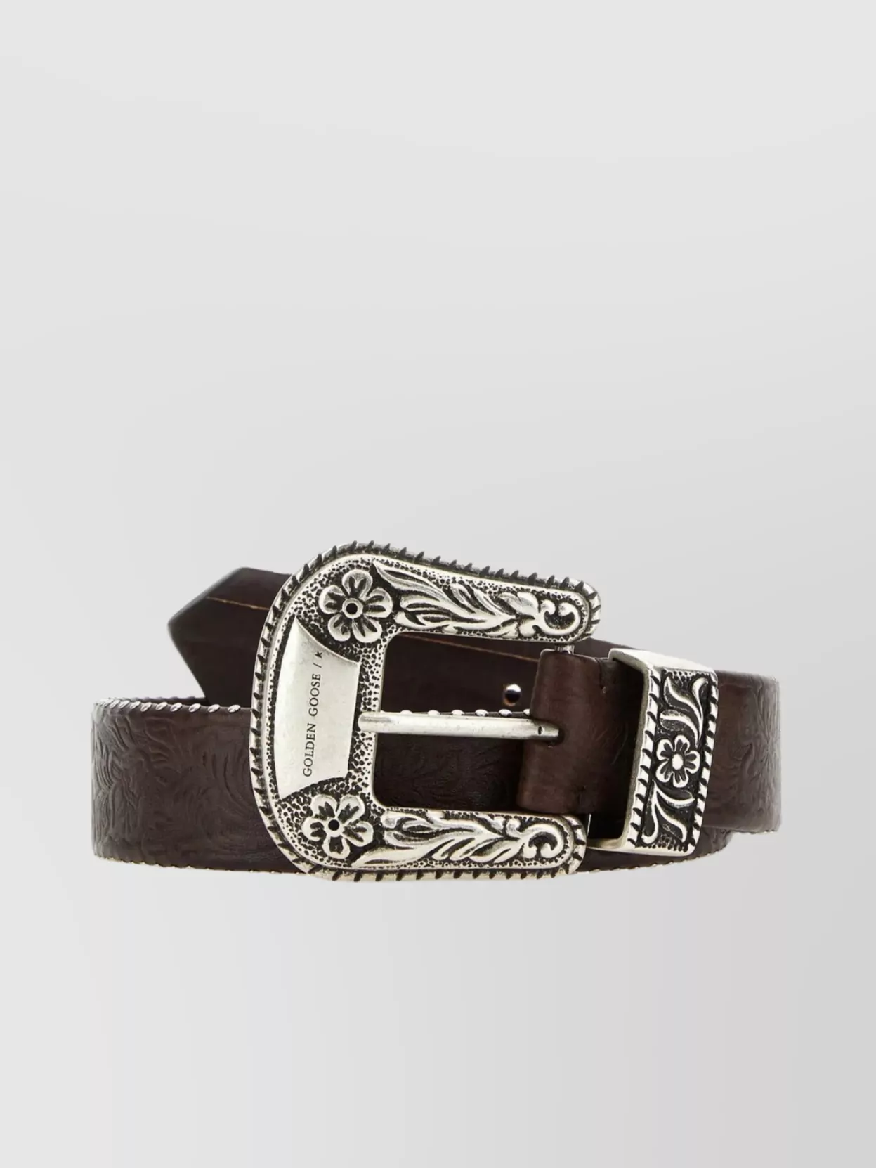 Shop Golden Goose Lace Belt With Scalloped Edges And Metal Studs In Brown