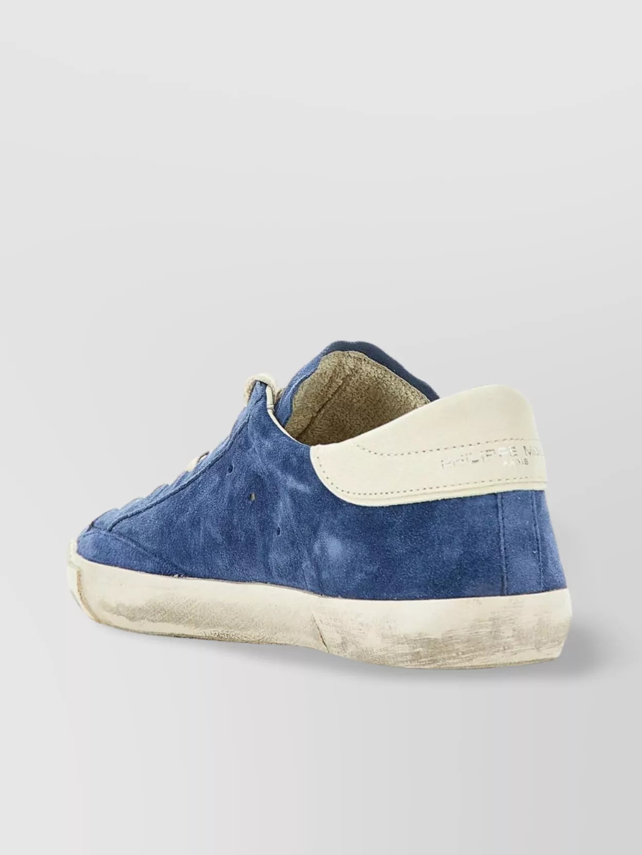 PHILIPPE MODEL DISTRESSED FINISH TRAINERS SIDE PERFORATIONS
