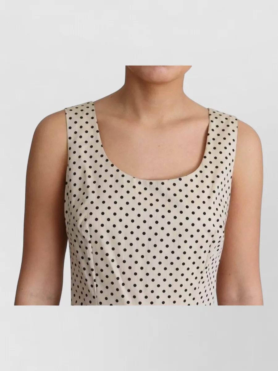 Dolce&Gabbana Cotton Sleeveless Polka-Dot Pleated Midi Dress