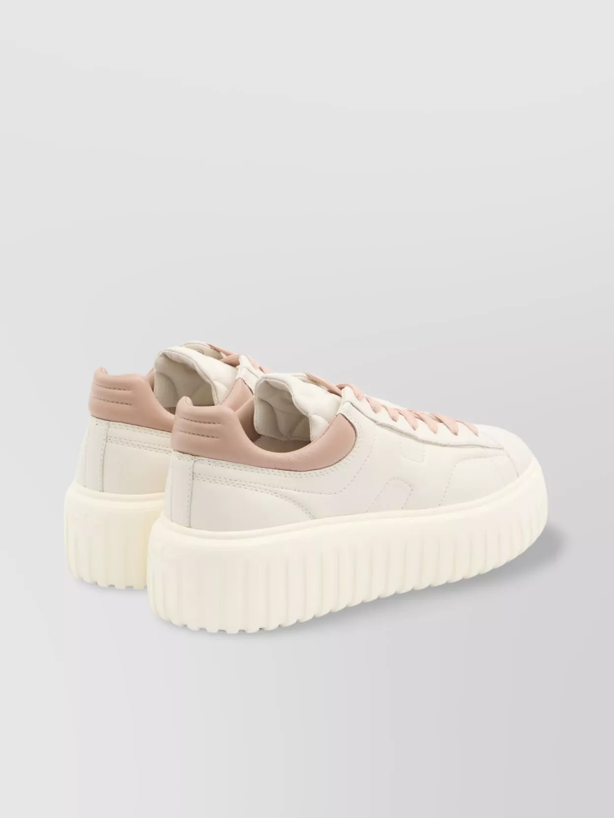 Hogan Striped Leather Sneakers With Padded Heel In White