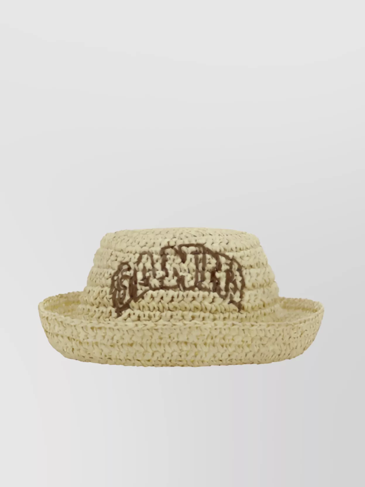 Shop Ganni Brimmed Straw Bucket Hat With Contrast Band