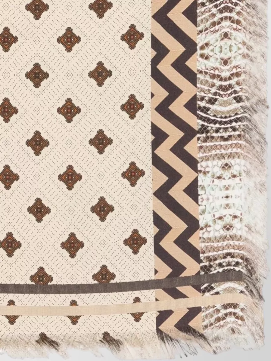 Pierre Louise Mascia Aloeuw Large Geometric Multi Pattern Scarf