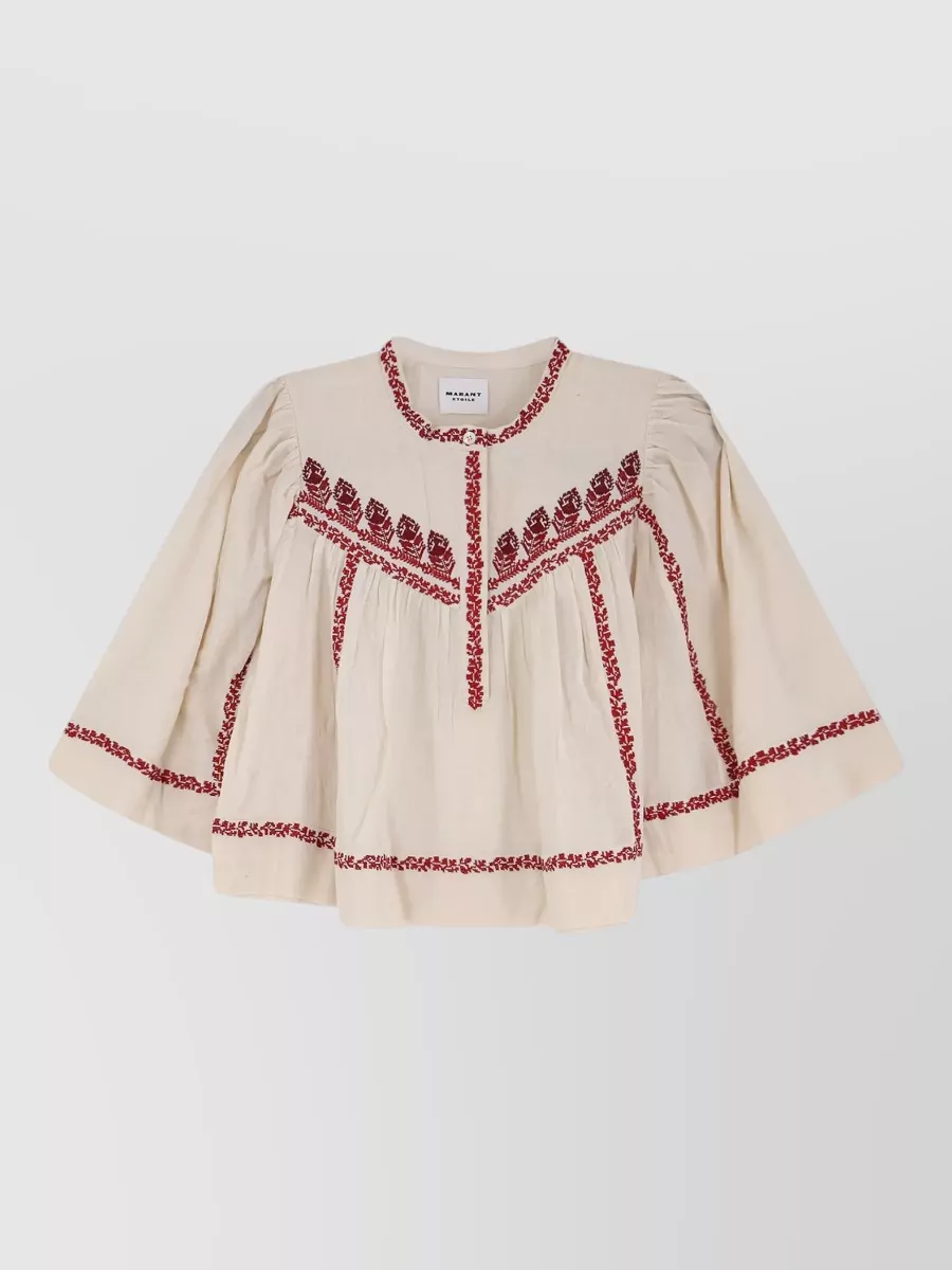 Isabel Marant Etoile Embroidered short-sleeve blouse