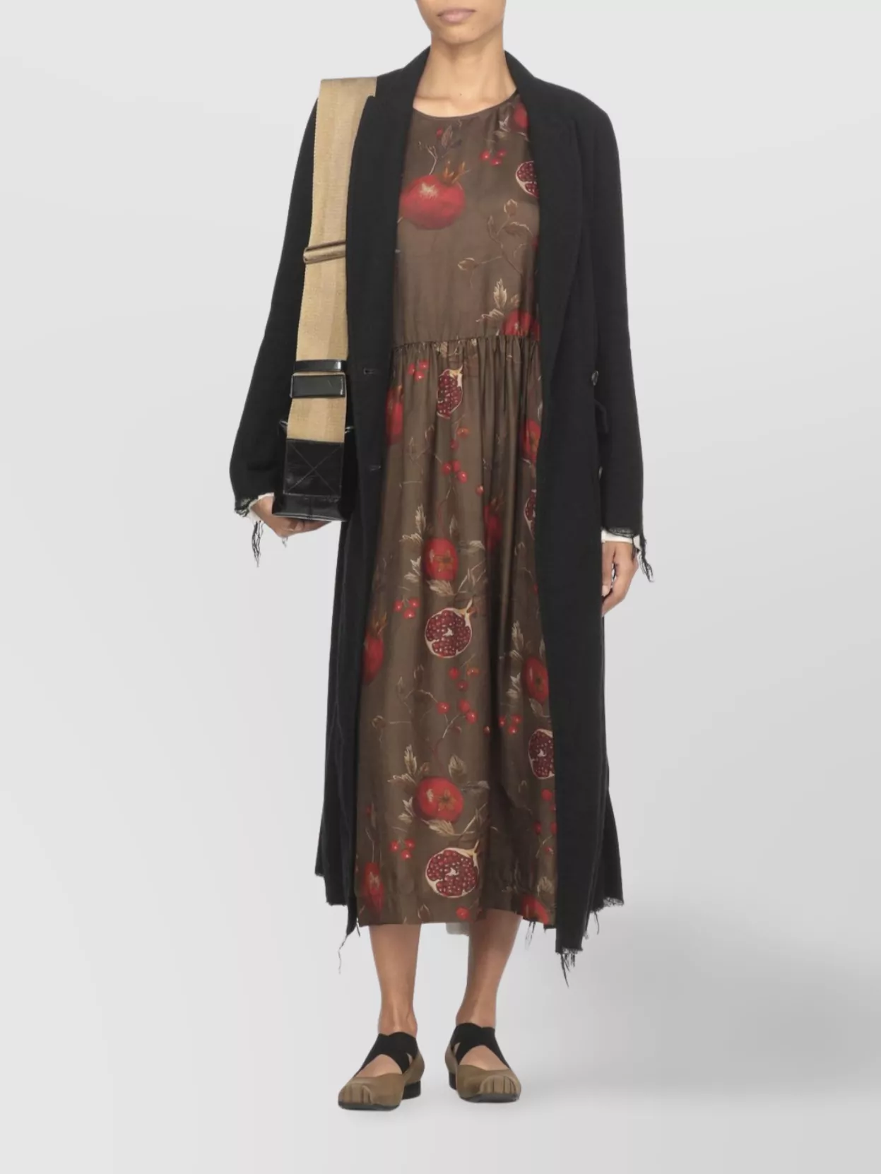 Uma Wang Floral Midi Dress Long Sleeves