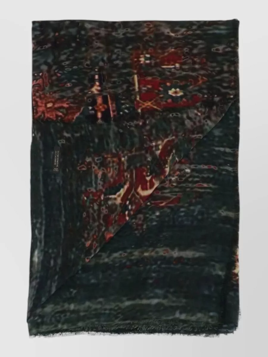 Faliero Sarti cashmere modal printed fringed scarf