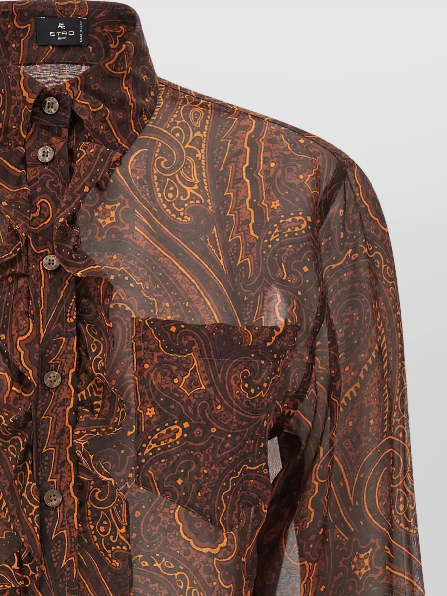 Etro Silk Paisley Ruffled Shirt