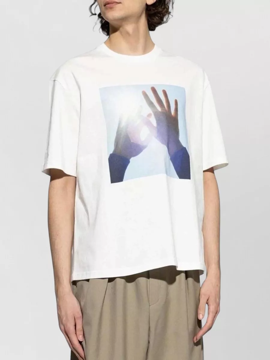 Jil Sander Mens Crew Neck T Shirt Hands Print