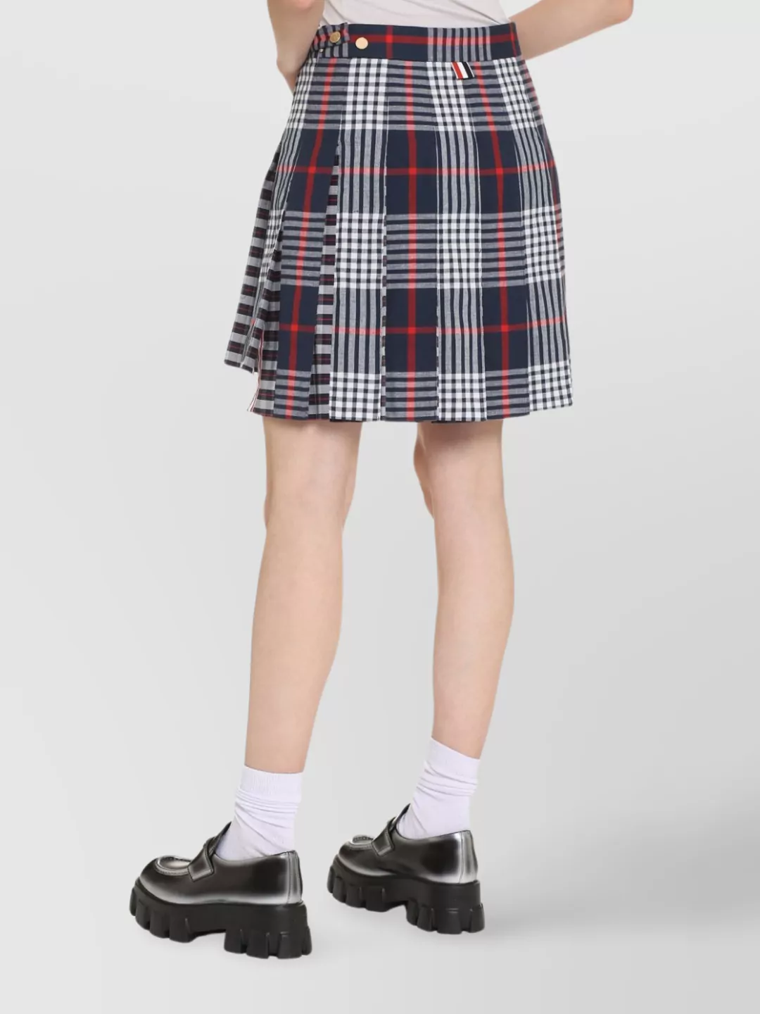 Thom Browne Mini Skirt With Pleated Design And Tricolor Detail