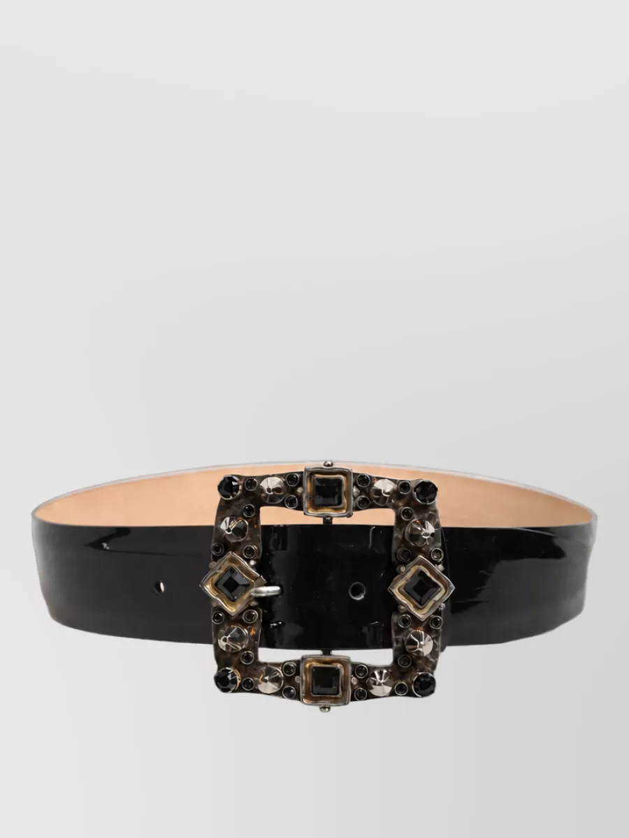 Dolce&Gabbana leather crystal buckle belt