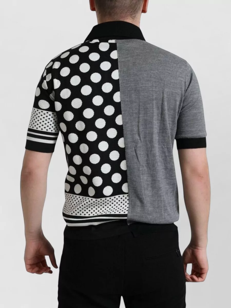 Dolce&Gabbana Silk Cotton Wool Striped Polo Shirt