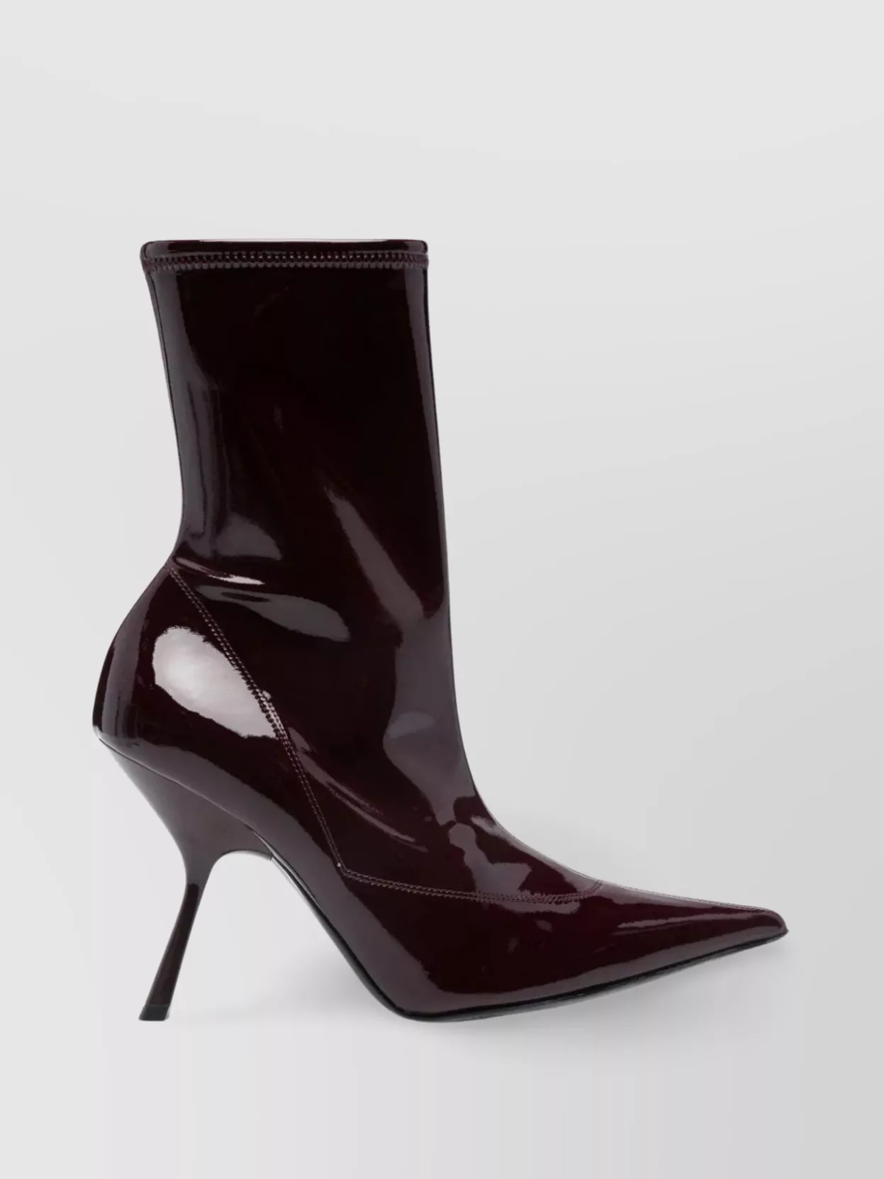 Sergio Rossi Pointed-toe 100mm High-shine Boots In Burgundy