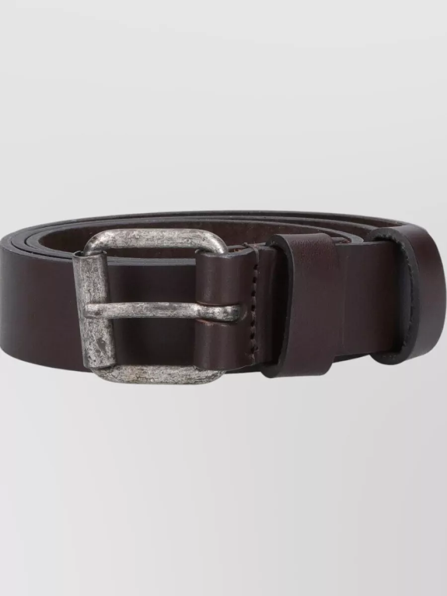 Aspesi Leather Belt Adjustable Length Multiple Holes