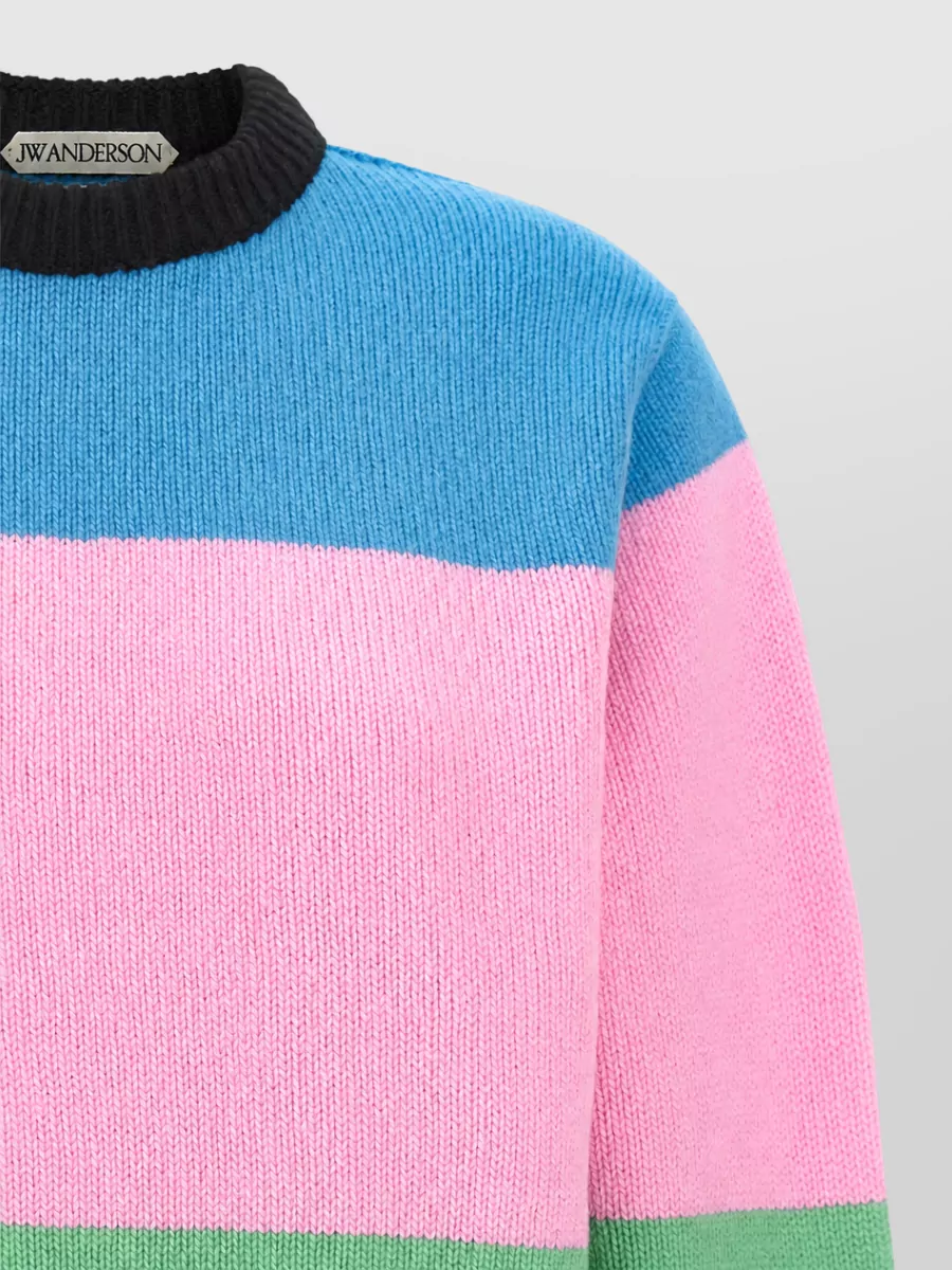 Jw Anderson Wool Color-Block Ribbed Crew-Neck Jumper