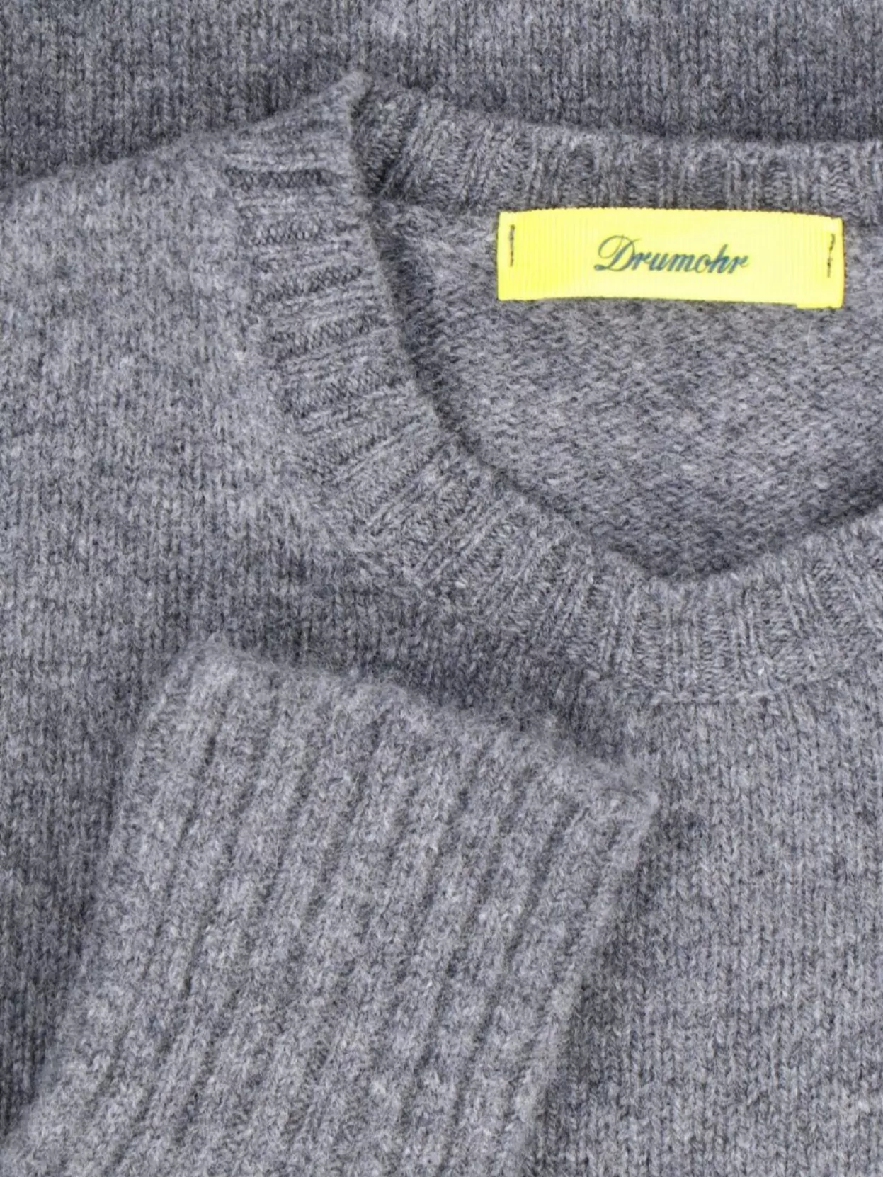 Drumohr Crewneck Sweater In Grey Melange Wool Ribbed Trim