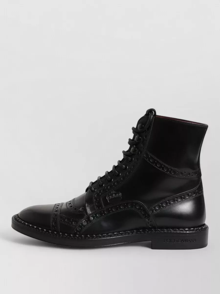 Dolce&Gabbana Leather Lace-Up Brogue Ankle Boots