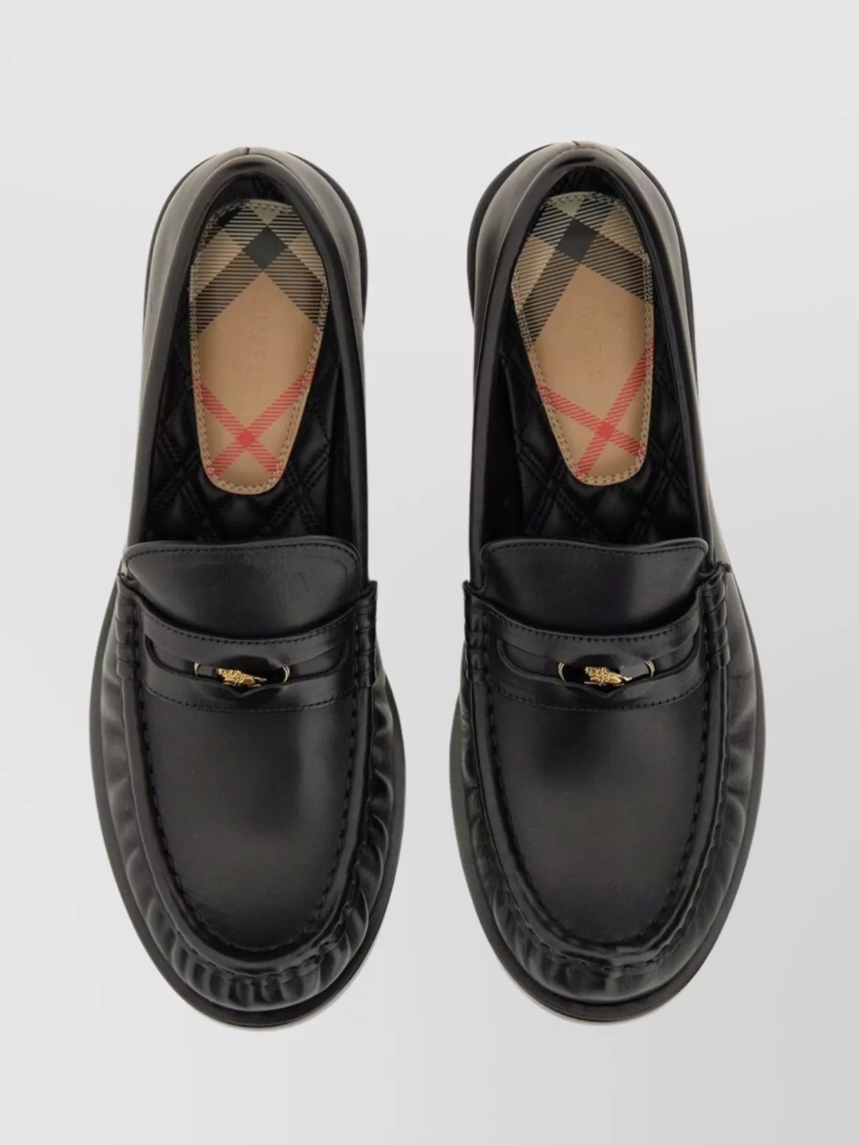 Burberry Round Toe Loafers With Durable Rubber Sole
