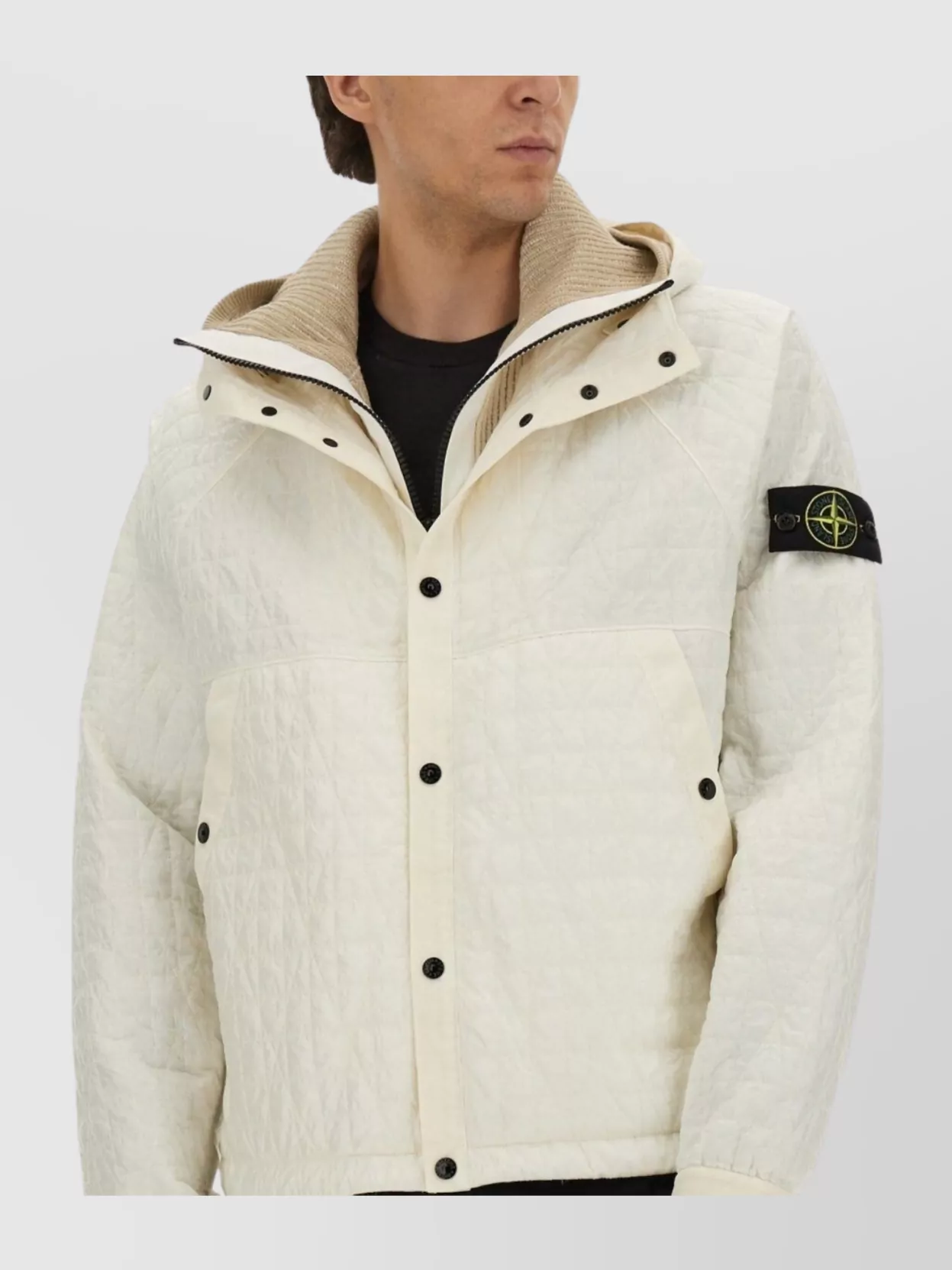 Stone Island Hooded Quilted Jacket Side Pockets