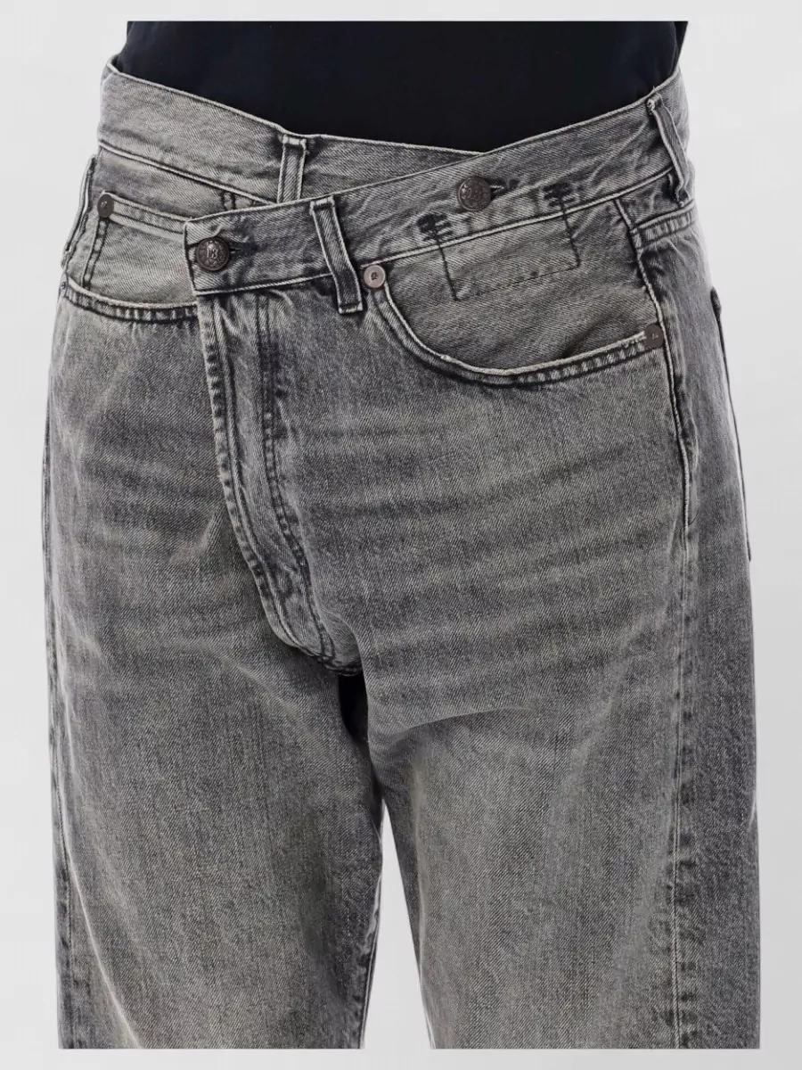 R13 Cotton Relaxed-Fit Cropped Crossover Jeans