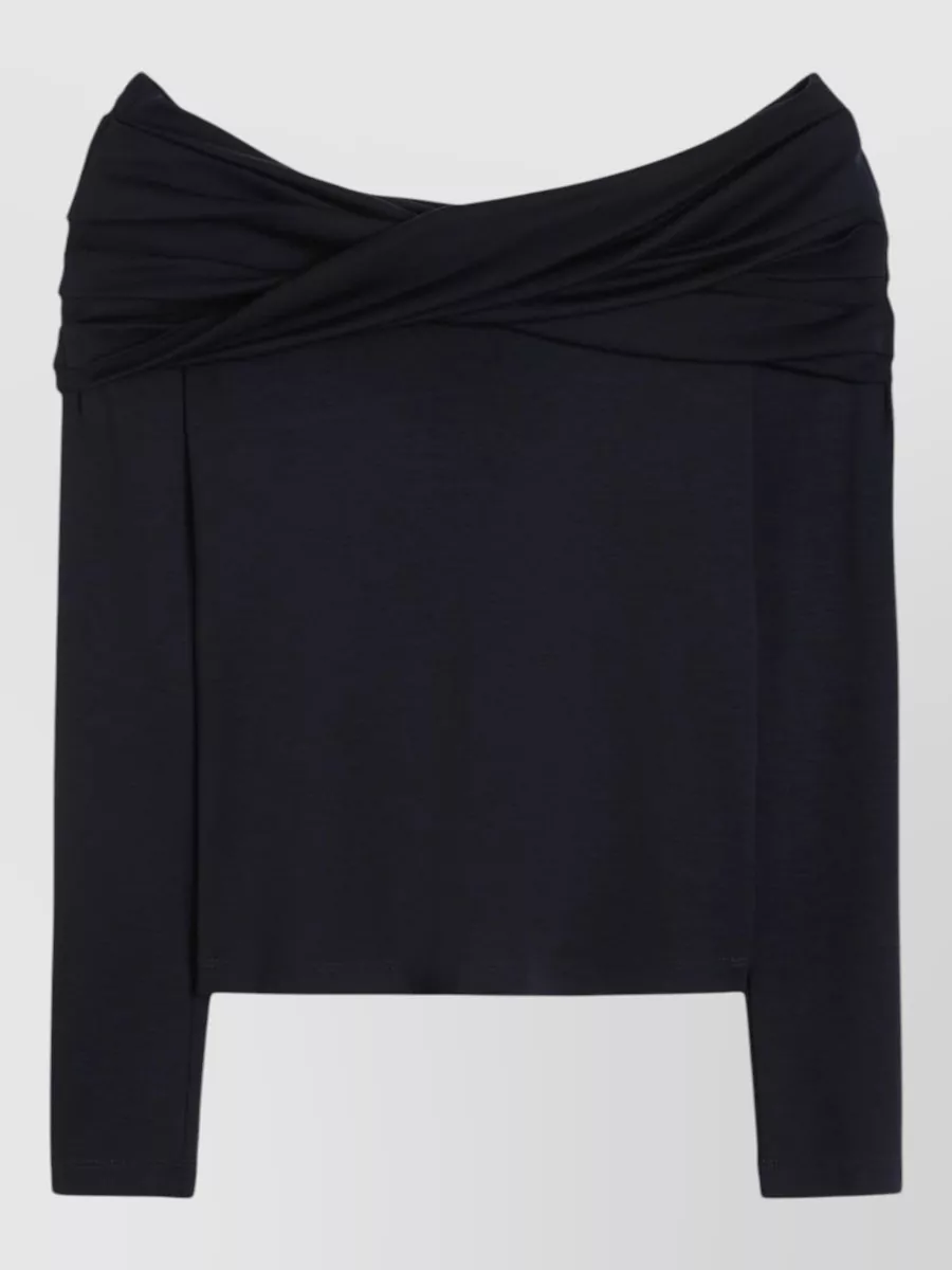 Max Mara Virgin wool off-shoulder long-sleeve top