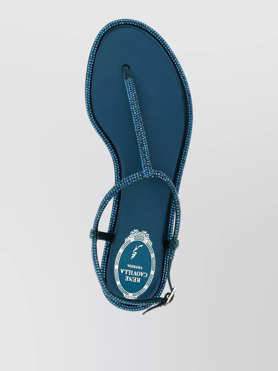 Rene Caovilla Diana Flat T Strap Beaded Sandals