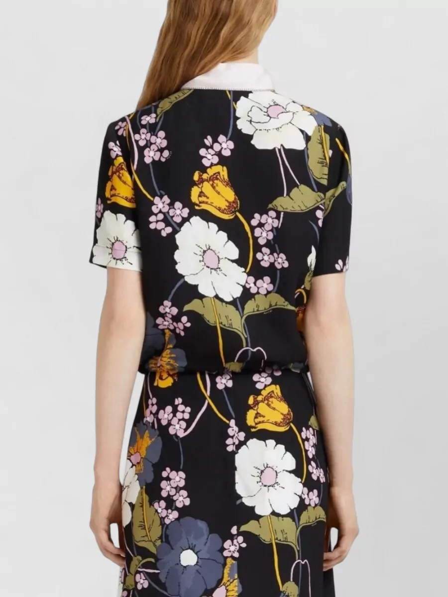 Marni Short Sleeve Collared Neck Top Tie Detail