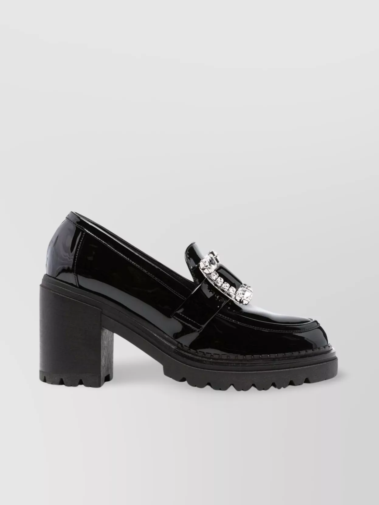 Shop Sergio Rossi Crystal Embellished Leather Loafers In Black