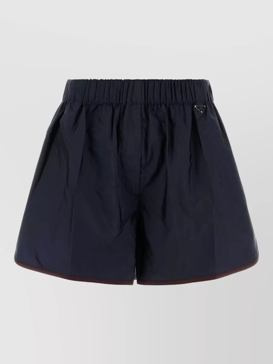 Prada Re-nylon Pleated Shorts Short Length In Blue