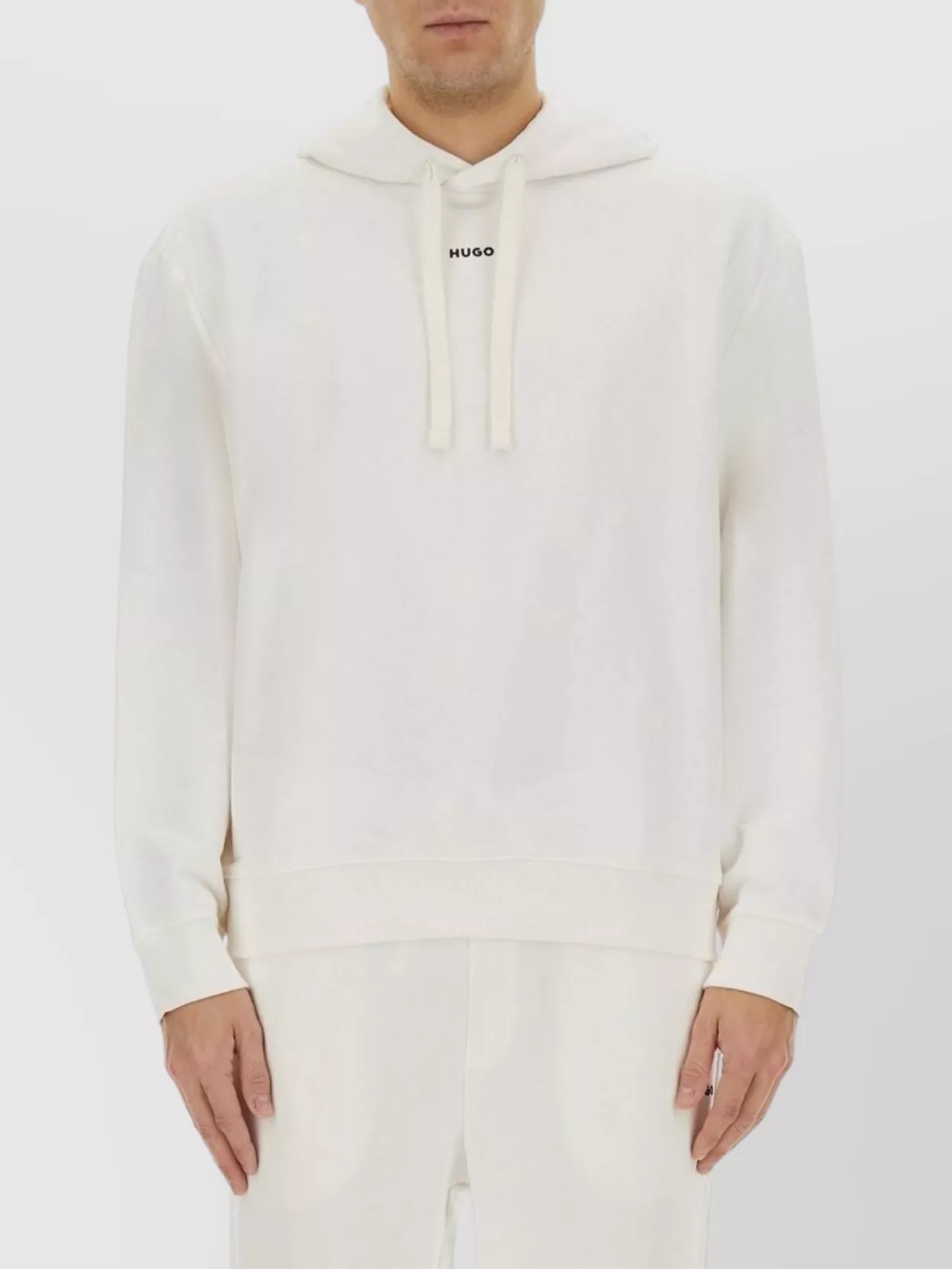 Hugo Boss Ribbed Cuffs & Hem Hoodie With Drawstring
