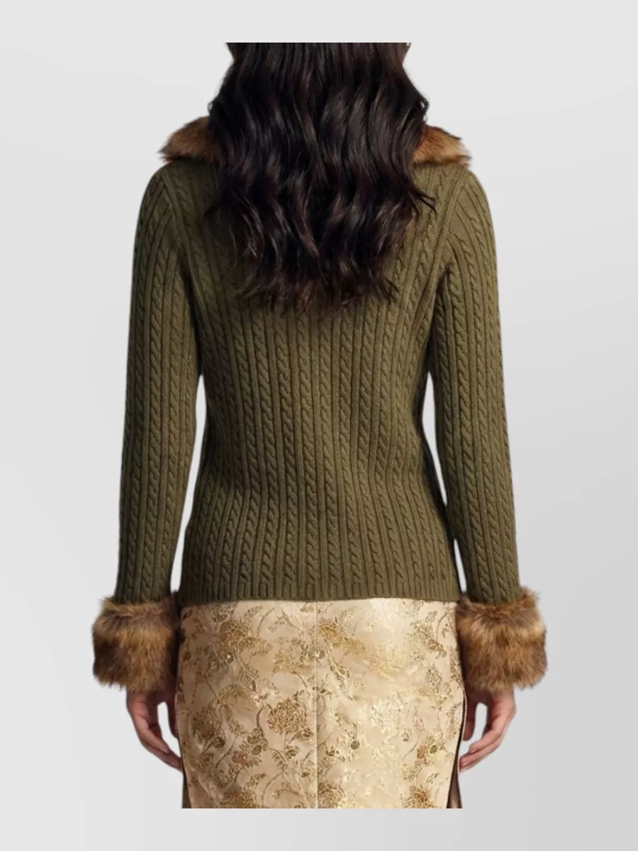 Saint Laurent Cashmere Metallic Cable-Knit Cardigan