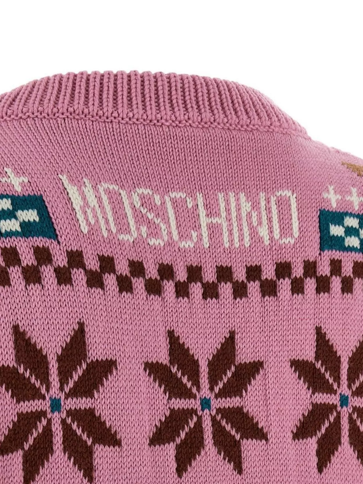 Moschino Wool Sweater With Intarsia Design And Crew Neck