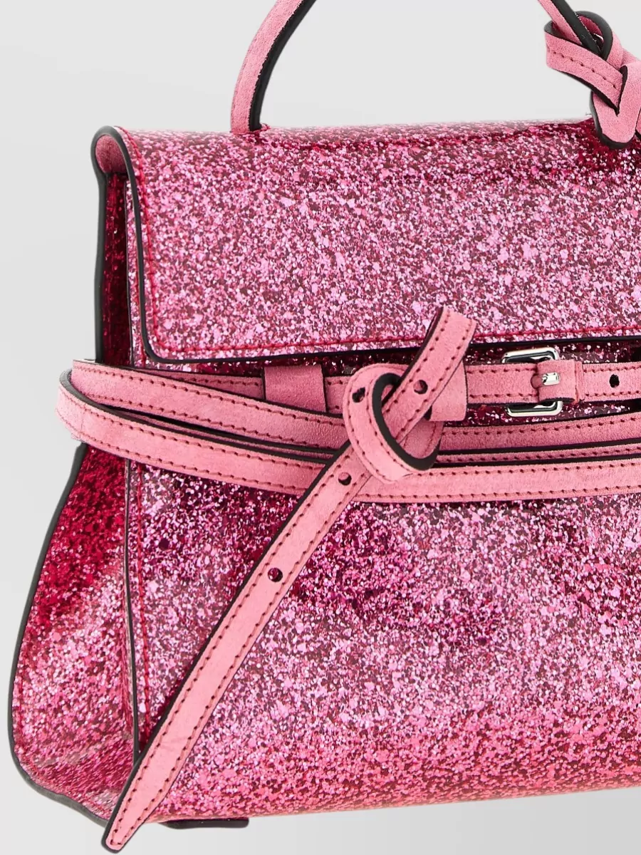 Moschino Leather Glitter Shoulder Bag