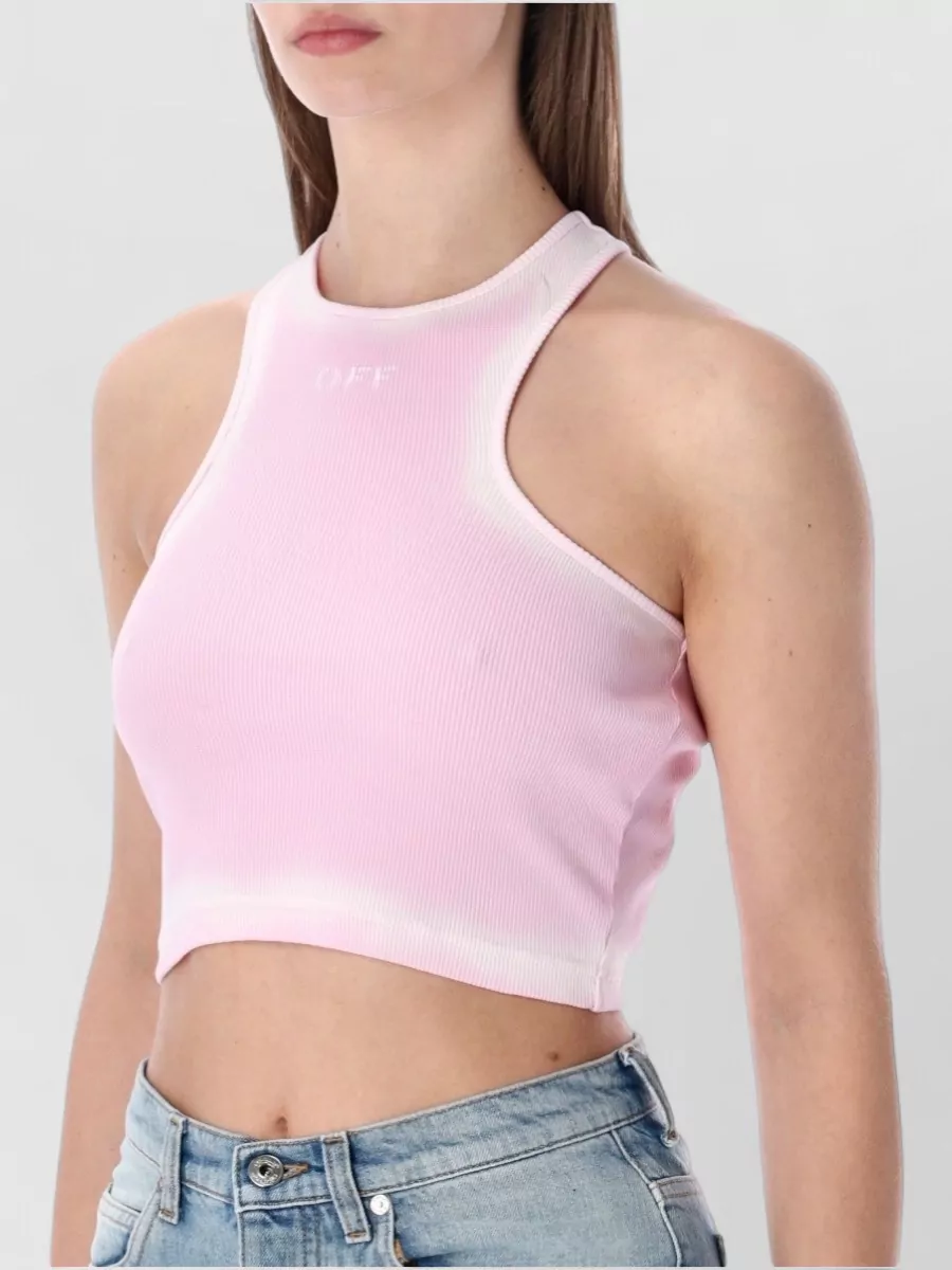Off-White Ribbed Sleeveless Crop Top