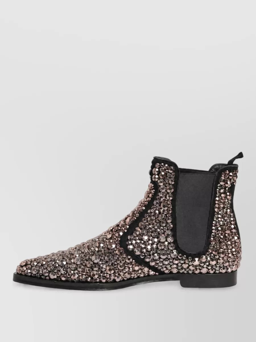 Dolce&Gabbana Leather Embellished Chelsea Ankle Boots