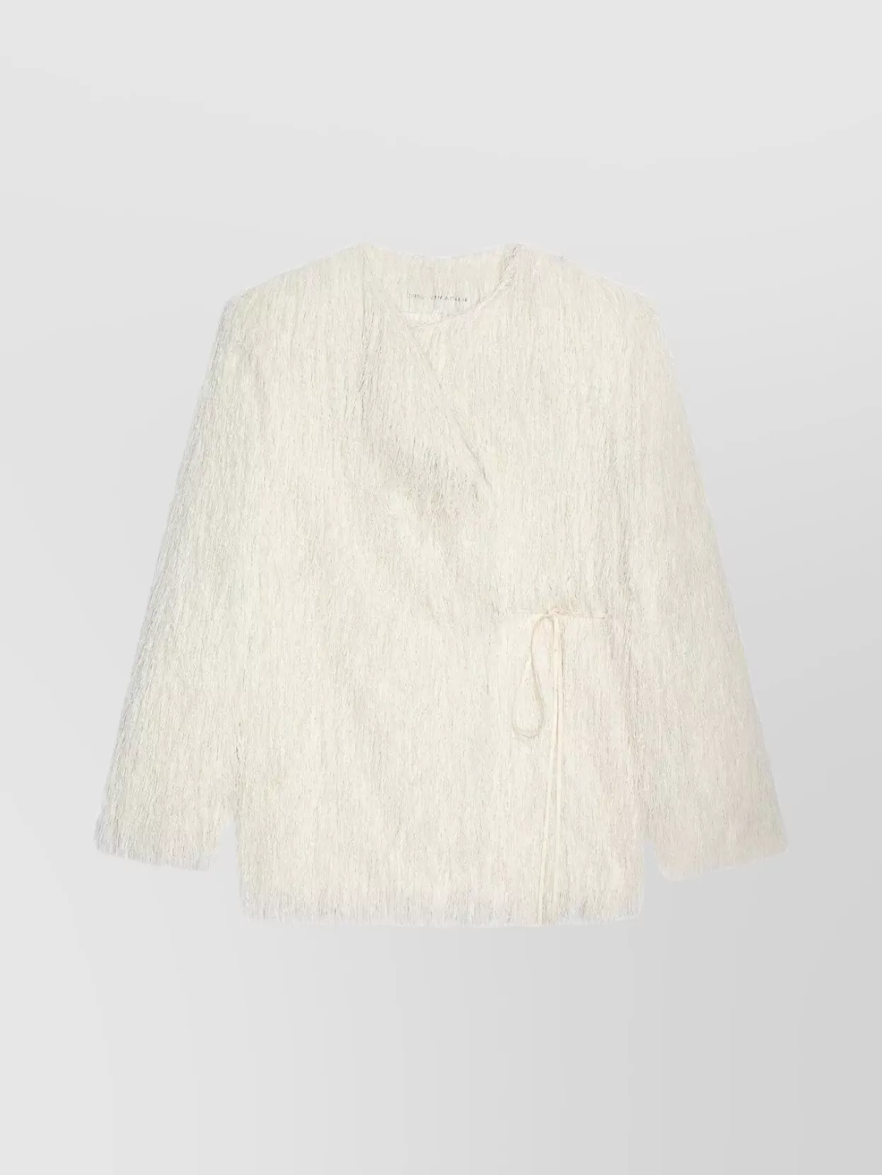 Dries Van Noten Fringed Coat With Knotted Belt And Tie In White
